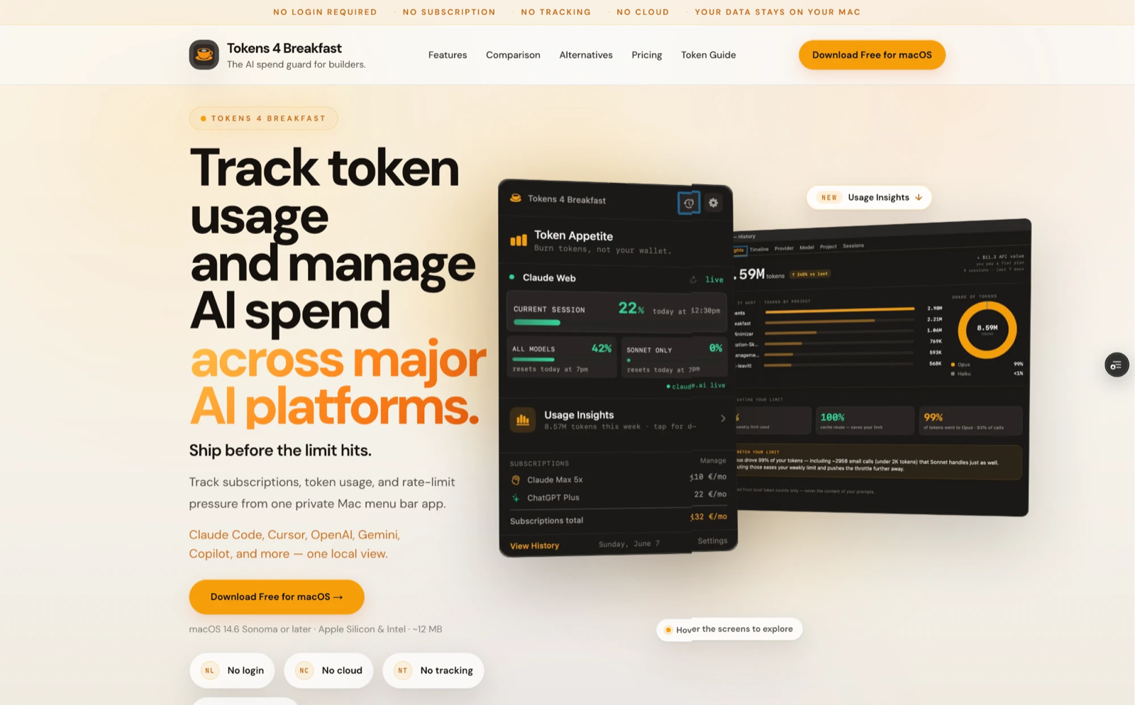 Tokens 4 Breakfast homepage